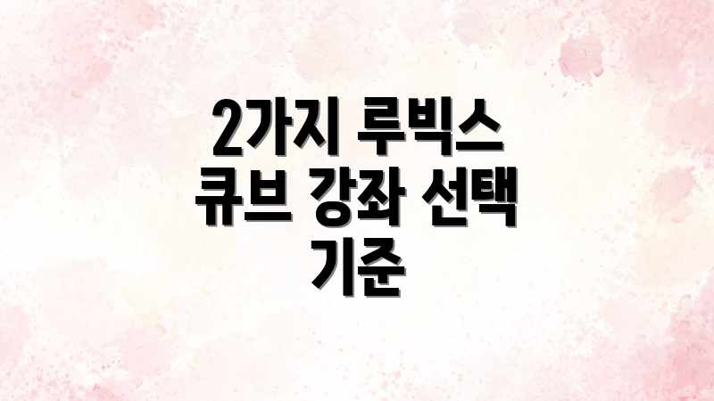 2가지 루빅스 큐브 강좌 선택 기준