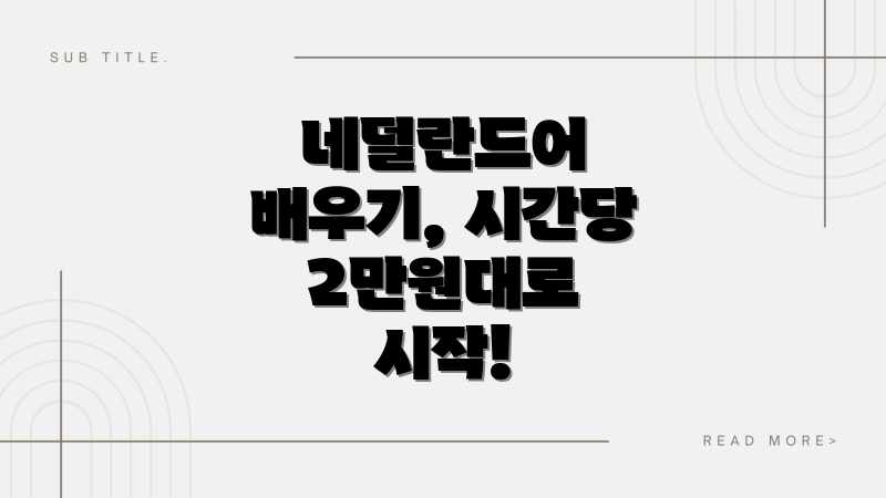 네덜란드어 배우기, 시간당 2만원대로 시작!