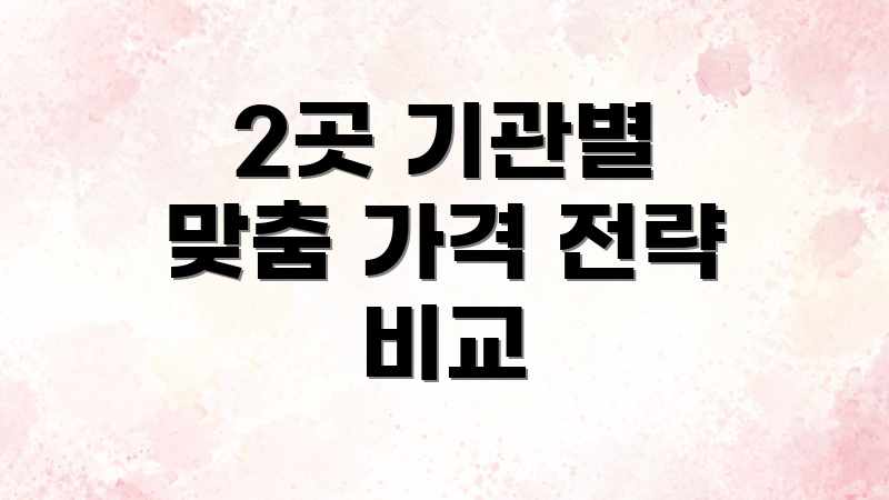 2곳 기관별 맞춤 가격 전략 비교