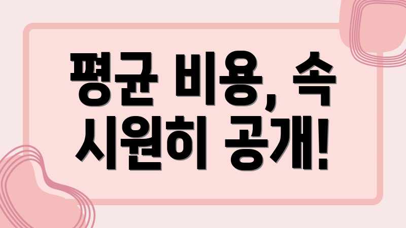평균 비용, 속 시원히 공개!