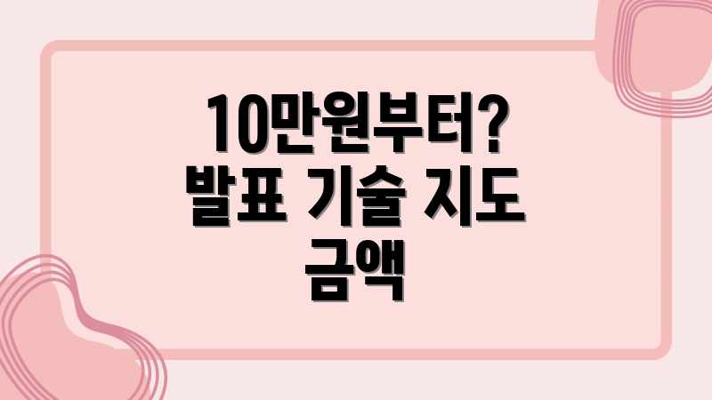 10만원부터? 발표 기술 지도 금액