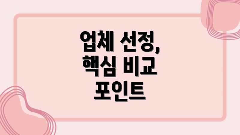 업체 선정, 핵심 비교 포인트