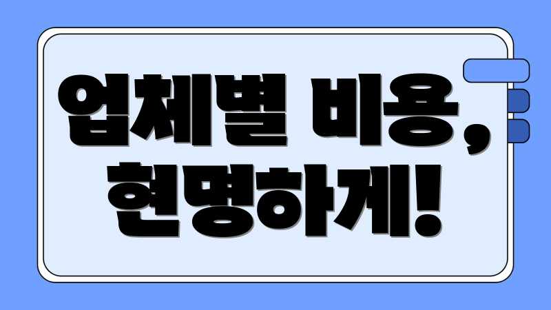 업체별 비용, 현명하게!