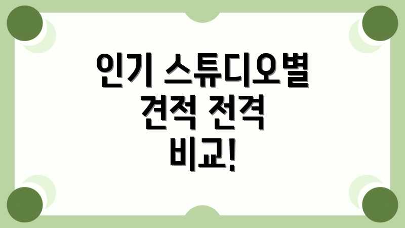 인기 스튜디오별 견적 전격 비교!