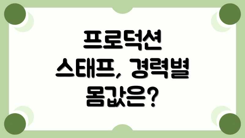 프로덕션 스태프, 경력별 몸값은?