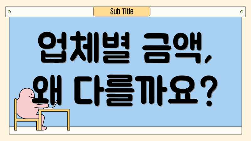 업체별 금액, 왜 다를까요?