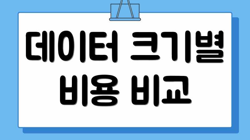 데이터 크기별 비용 비교