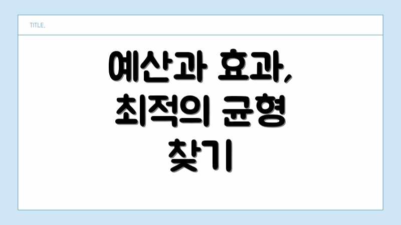 예산과 효과, 최적의 균형 찾기