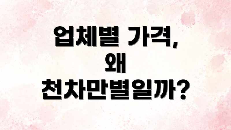 업체별 가격, 왜 천차만별일까?