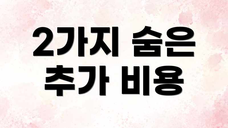 2가지 숨은 추가 비용