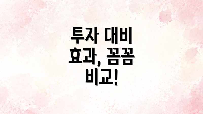 투자 대비 효과, 꼼꼼 비교!