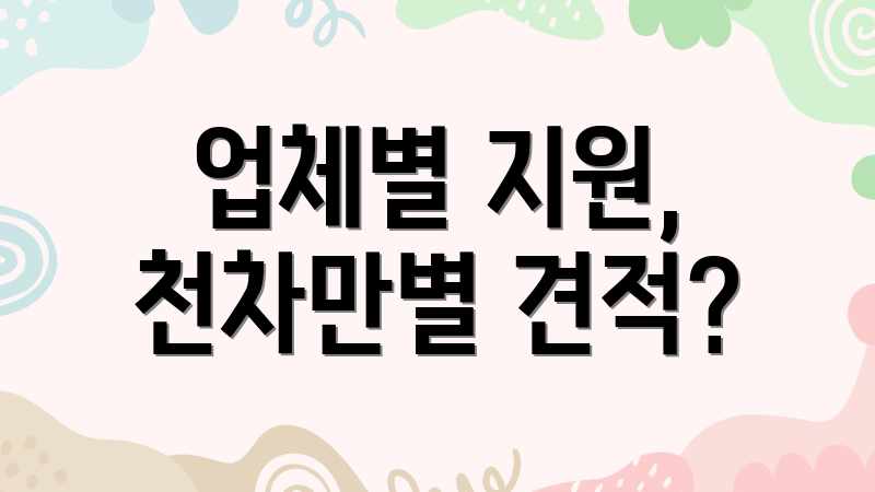 업체별 지원, 천차만별 견적?