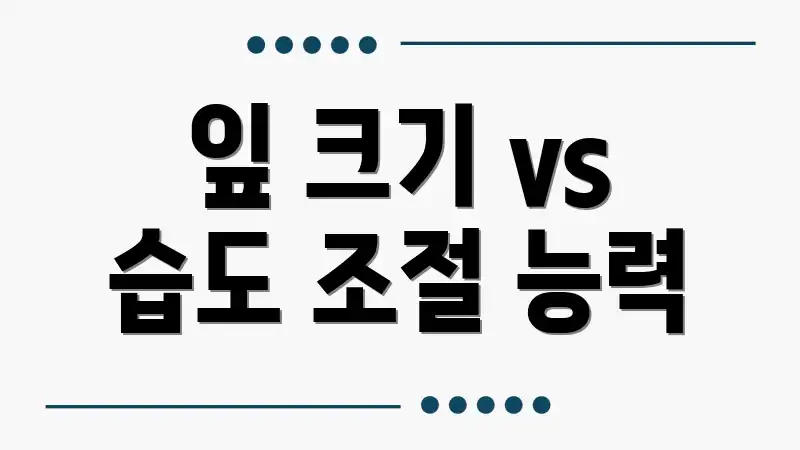 잎 크기 vs 습도 조절 능력