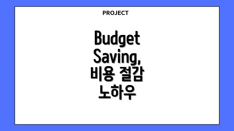 Budget Saving, 비용 절감 노하우
