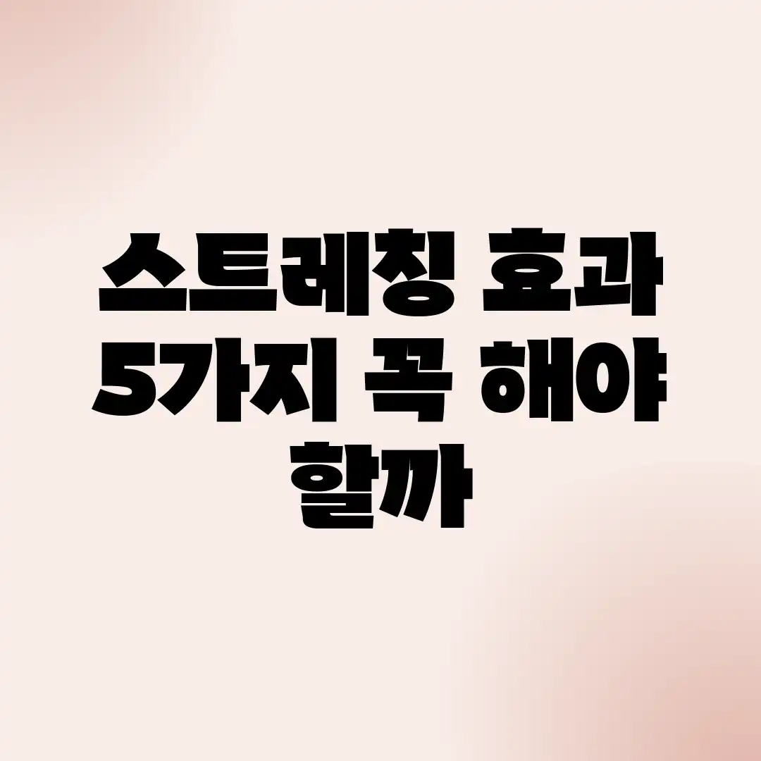 스트레칭 효과 5가지! 꼭 해야 할까? 스트레칭 효과 5가지! 꼭 해야 할까?