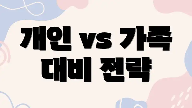 개인 vs 가족 대비 전략