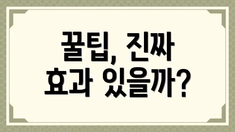 꿀팁, 진짜 효과 있을까?