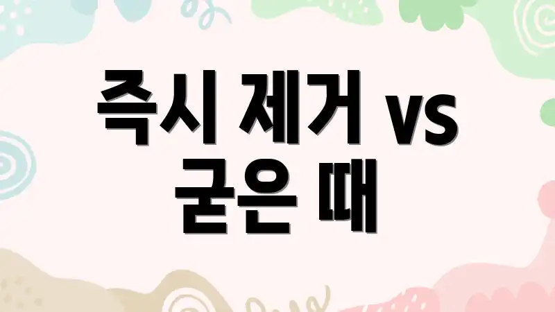 즉시 제거 vs 굳은 때
