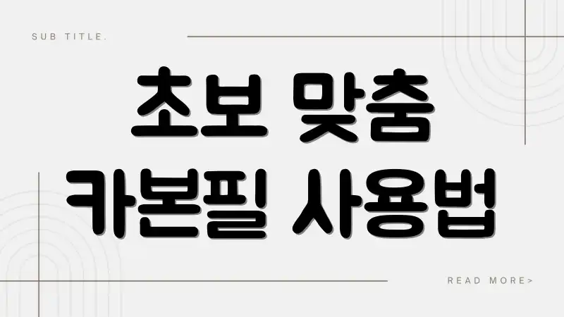 초보 맞춤 카본필 사용법